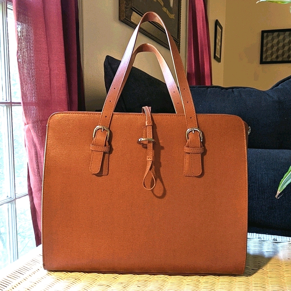 Jack Georges Chestnut Genuine Leather Tote